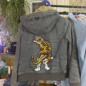 #2 TNA Charcoal Jean Jacket with Tiger Patch
